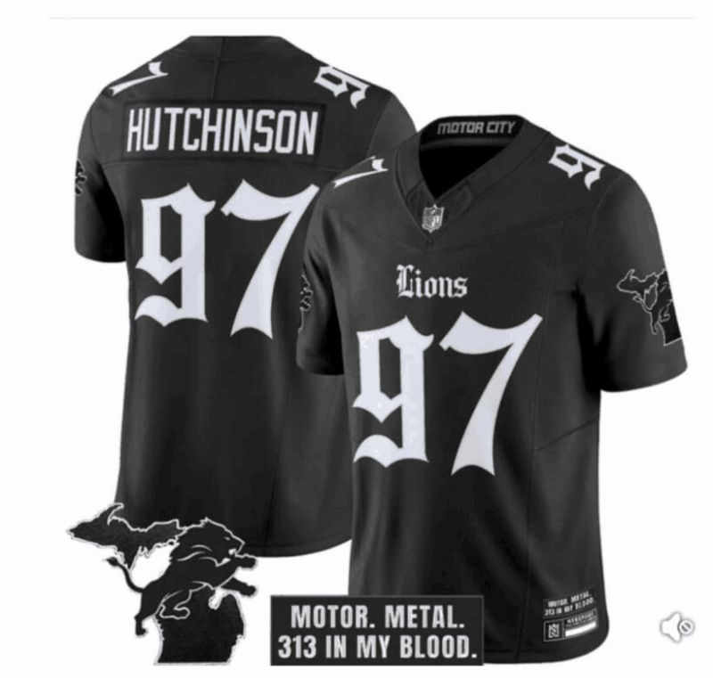 Men 2025 Detroit Lions #97 Hutchinson Black 7th generation Nike Limited NFL Jersey style 02